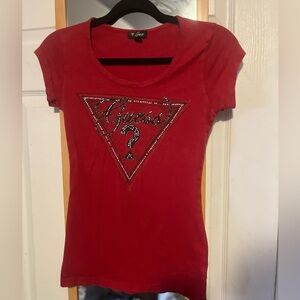 Size Small Guess Top, Red Women’s Guess T-Shirt, Y2K Guess Tee, 2 for $20